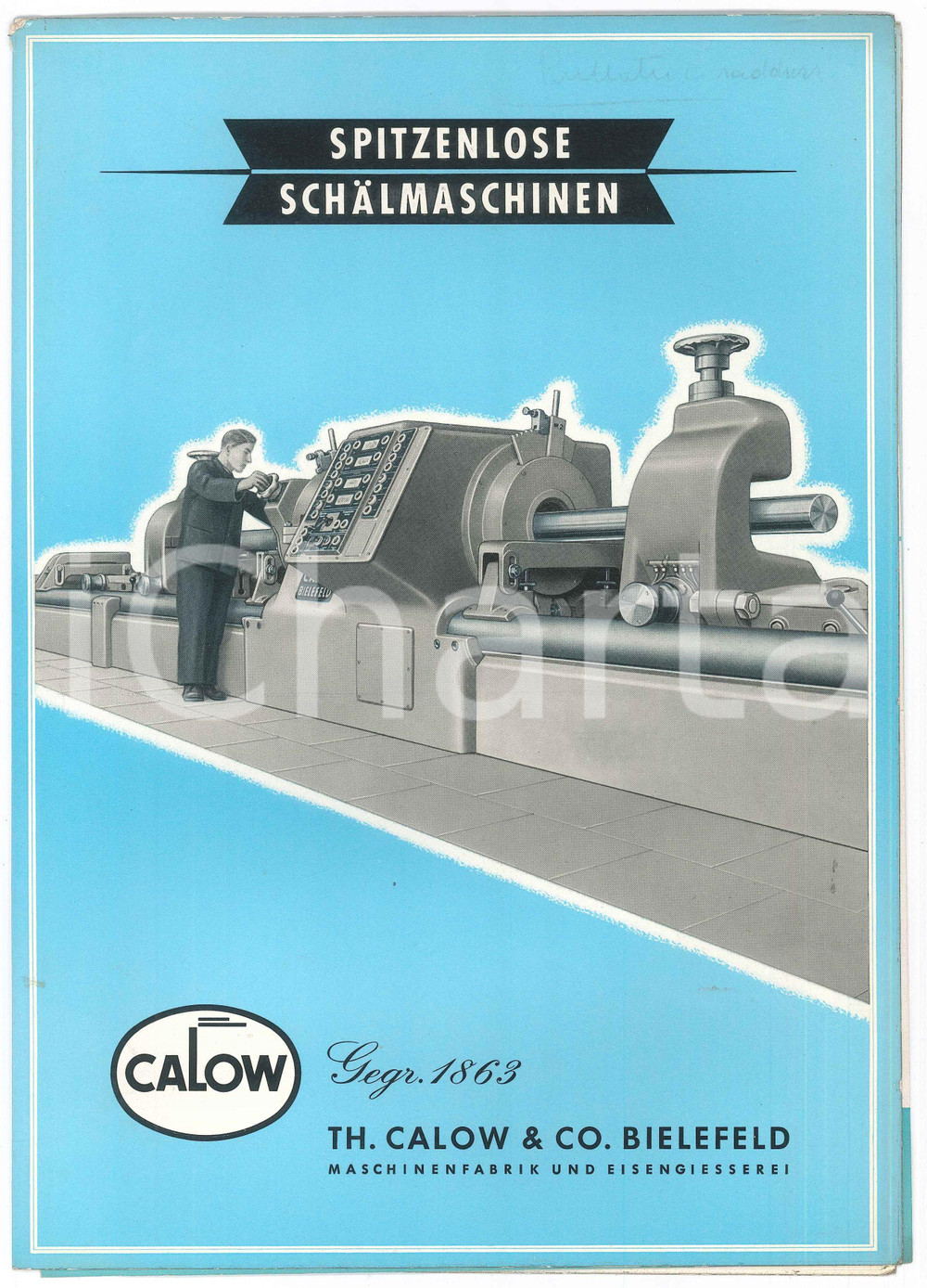 Materiale pubblicitario d’epoca 1970 ca BIELEFELD D Th. CALOW & Co.  Spitzenlose Schalmaschinen  Catalogo 1
