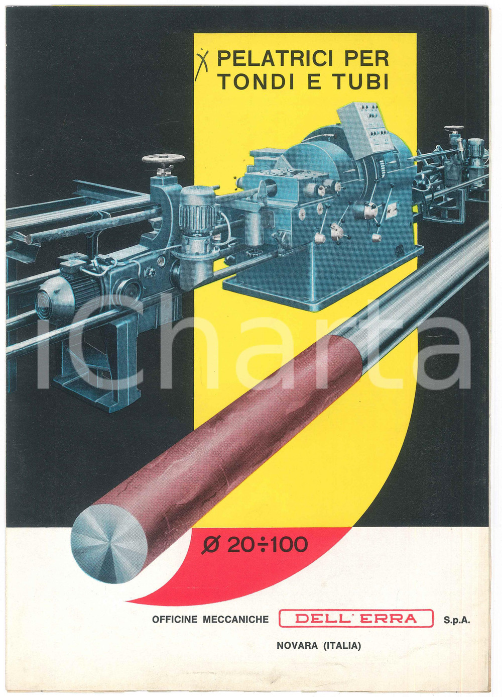Materiale pubblicitario d’epoca 1970 ca NOVARA Officine Meccaniche DELL ERBA Pelatrici tondi e tubi Pieghevole 1