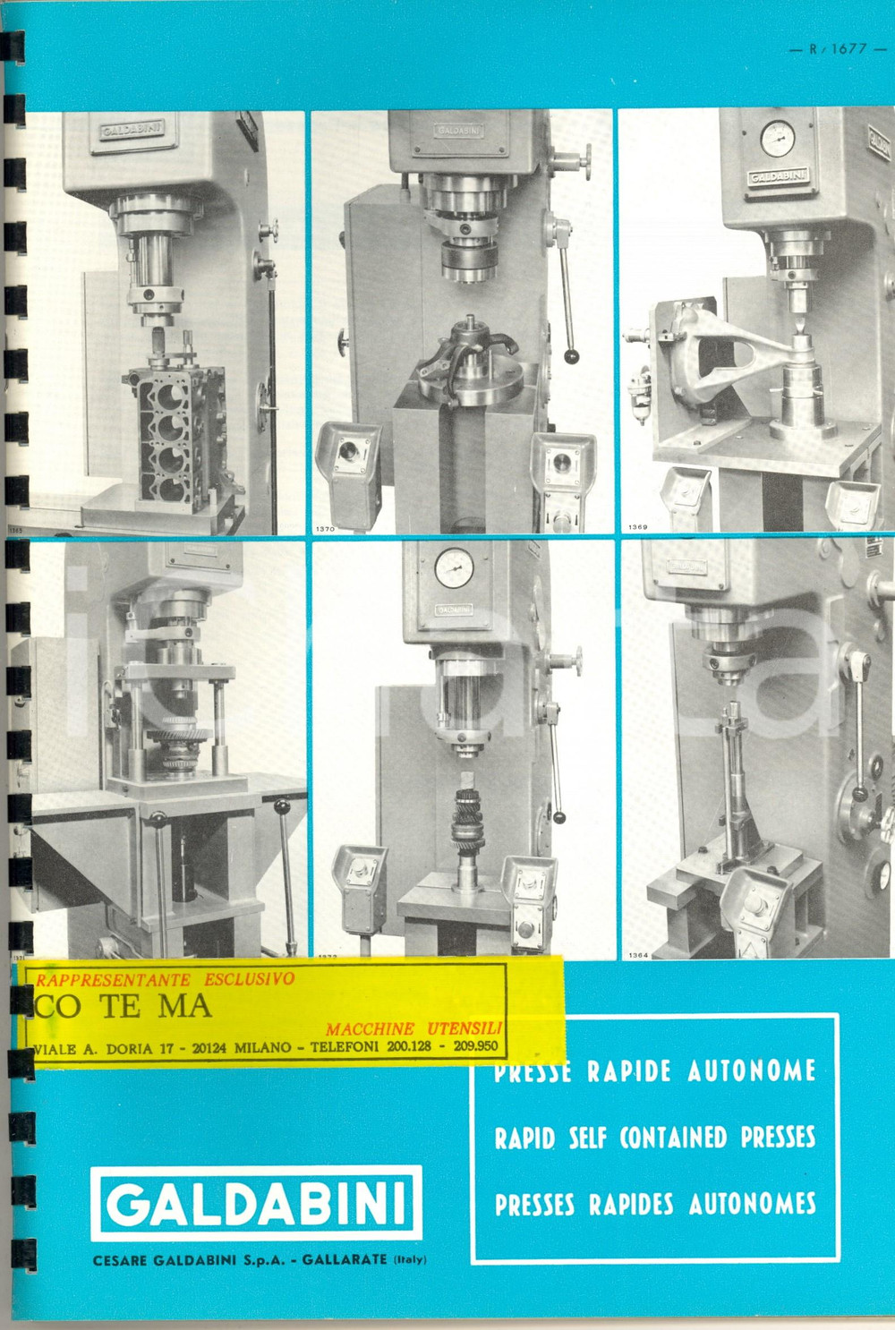Materiale pubblicitario d’epoca 1973 MILANO  CO.TE.MA.  Preventivo pressa GALDABINI GALLARATE 1