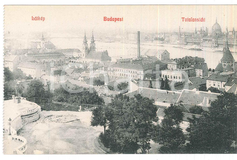 Cartolina originale da collezione 1910 ca BUDAPEST Veduta panoramica della cittÃ   Postcard FP NV 1