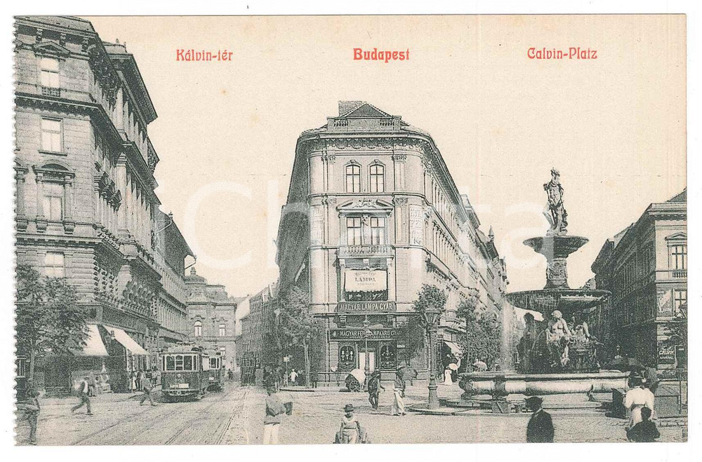 Cartolina originale da collezione 1910 ca BUDAPEST KÃ¡lvin tÃ©r  Calvin Square  Postcard FP 1