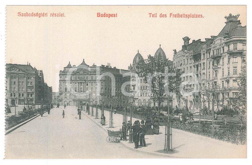 Cartolina originale da collezione 1910 ca BUDAPEST SzabadsÃ¡g tÃ©r  Liberty Square  Postcard FP NV 1
