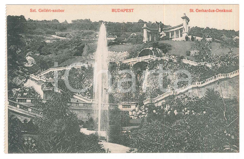 Cartolina originale da collezione 1910 ca BUDAPEST Szent GellÃ©rtszobor  St. Gerard Sagredo Statue  Postcard FP 1