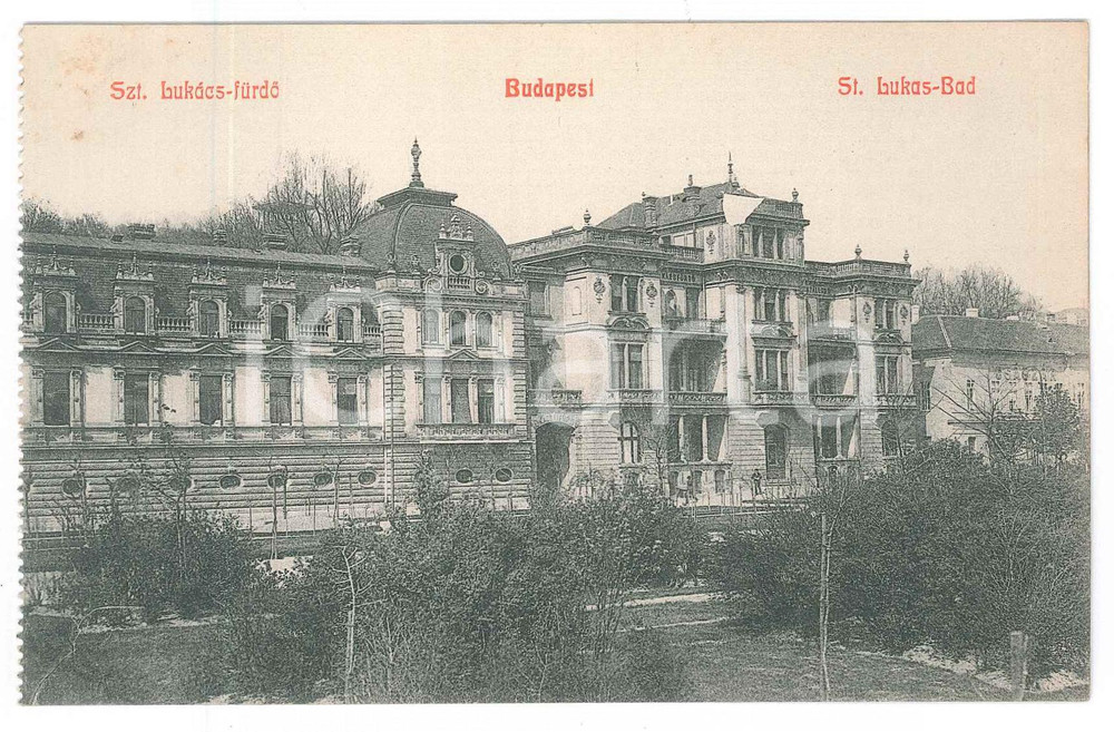 Cartolina originale da collezione 1910 ca BUDAPEST St. LukasBad  LukÃ¡cs Thermal Bath  Postcard FP NV 1