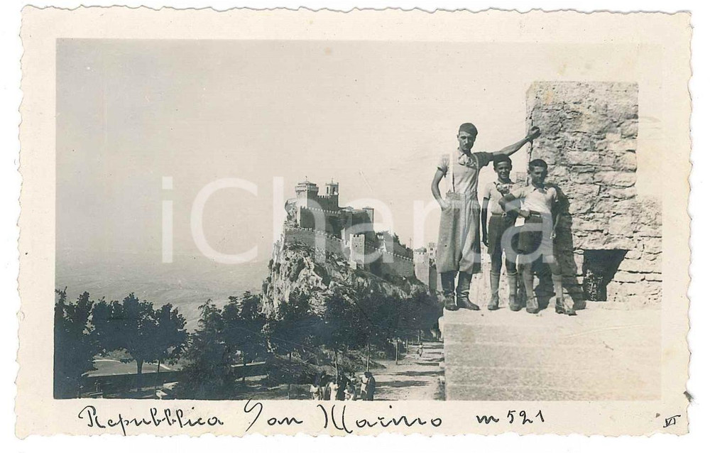 Fotografia d epoca originale 1935 ca SAN MARINO Panorama con bambini e Rocca  Foto 11x7 cm 1
