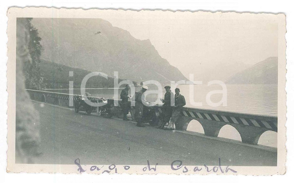 Fotografia d epoca originale 1935 ca LAGO DI GARDA Gita in moto  Foto 11x7 cm 1