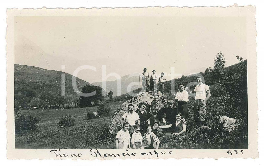 1935 COMO PIano Rancio - Famiglie in gita - Foto di gruppo 11x7 cm