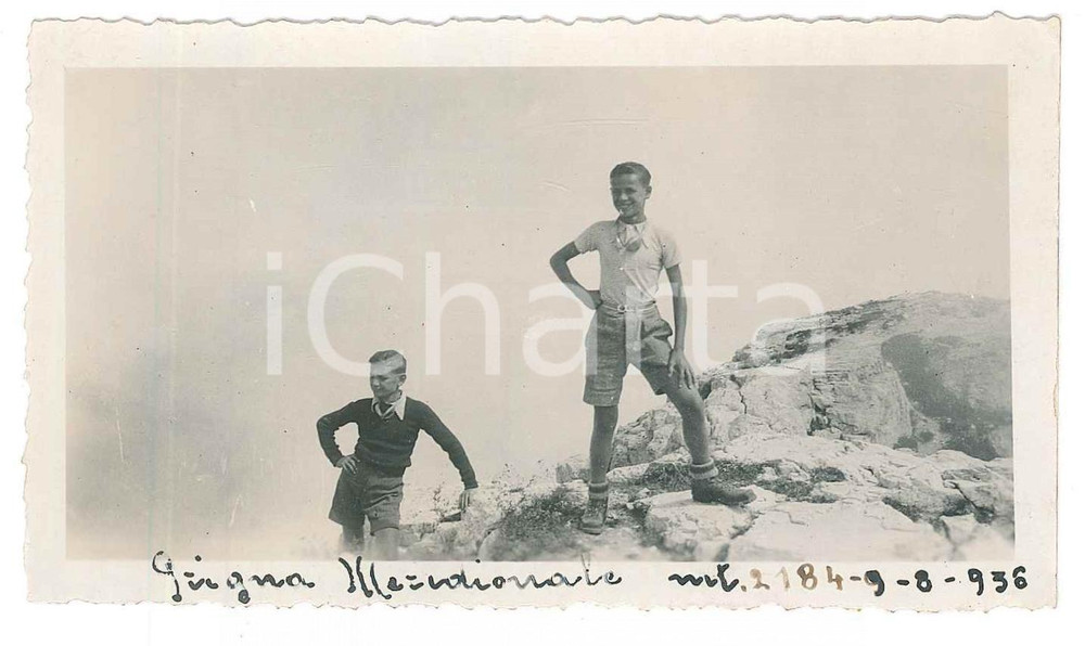 Fotografia d epoca originale 1936 PREALPI Piccoli alpinisti sulla GRIGNETTA Grigna meridionale  Foto 11x6 cm 1