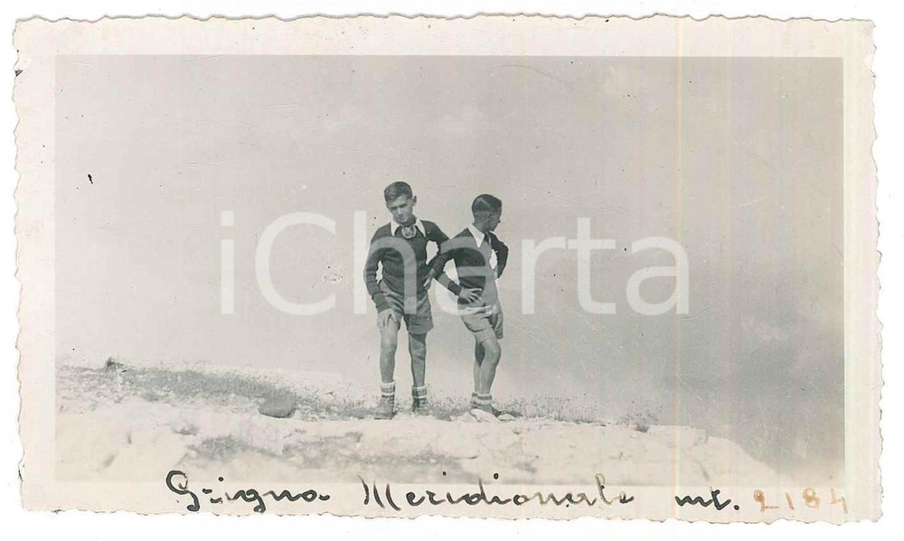 Fotografia d epoca originale 1935 ca PREALPI Piccoli alpinisti sulla GRIGNETTA Grigna meridionale  Foto 11x6 1