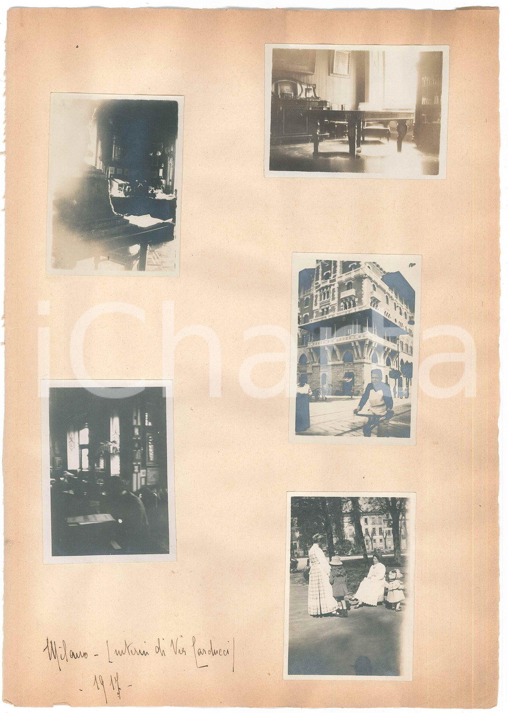 Fotografia d epoca originale 1917 MILANO Via Carducci  Esterni e interni di abitazione Lotto 5 foto 6x9 cm 1