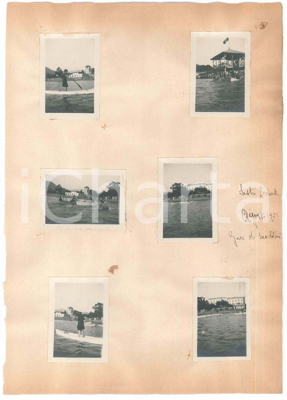 Fotografia d epoca originale 1922 SESTRI LEVANTE GE Grand Hotel Jensch  Gare in barca Lotto 6 foto 1