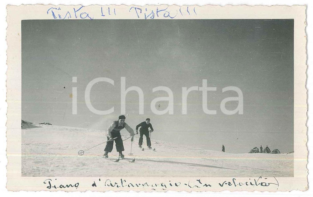 Fotografia d epoca originale 1935 ca MOGGIO Sciatori ai PIANI DI ARTAVAGGIO Foto 11x7 cm 1