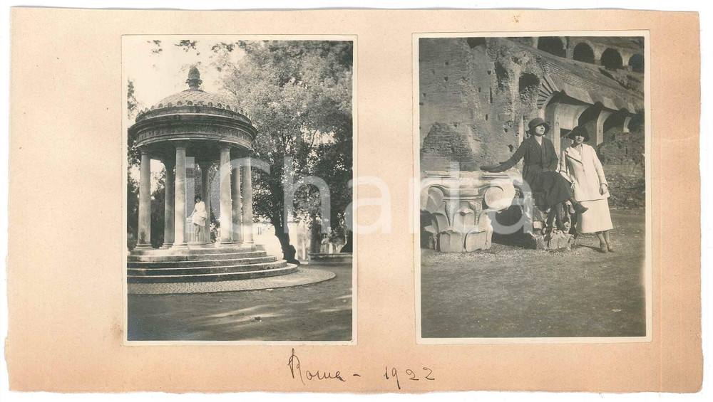 Fotografia d epoca originale 1922 ROMA Villa Borghese  Colosseo  Ritratti di donne Lotto 2 foto 6x9 cm 1