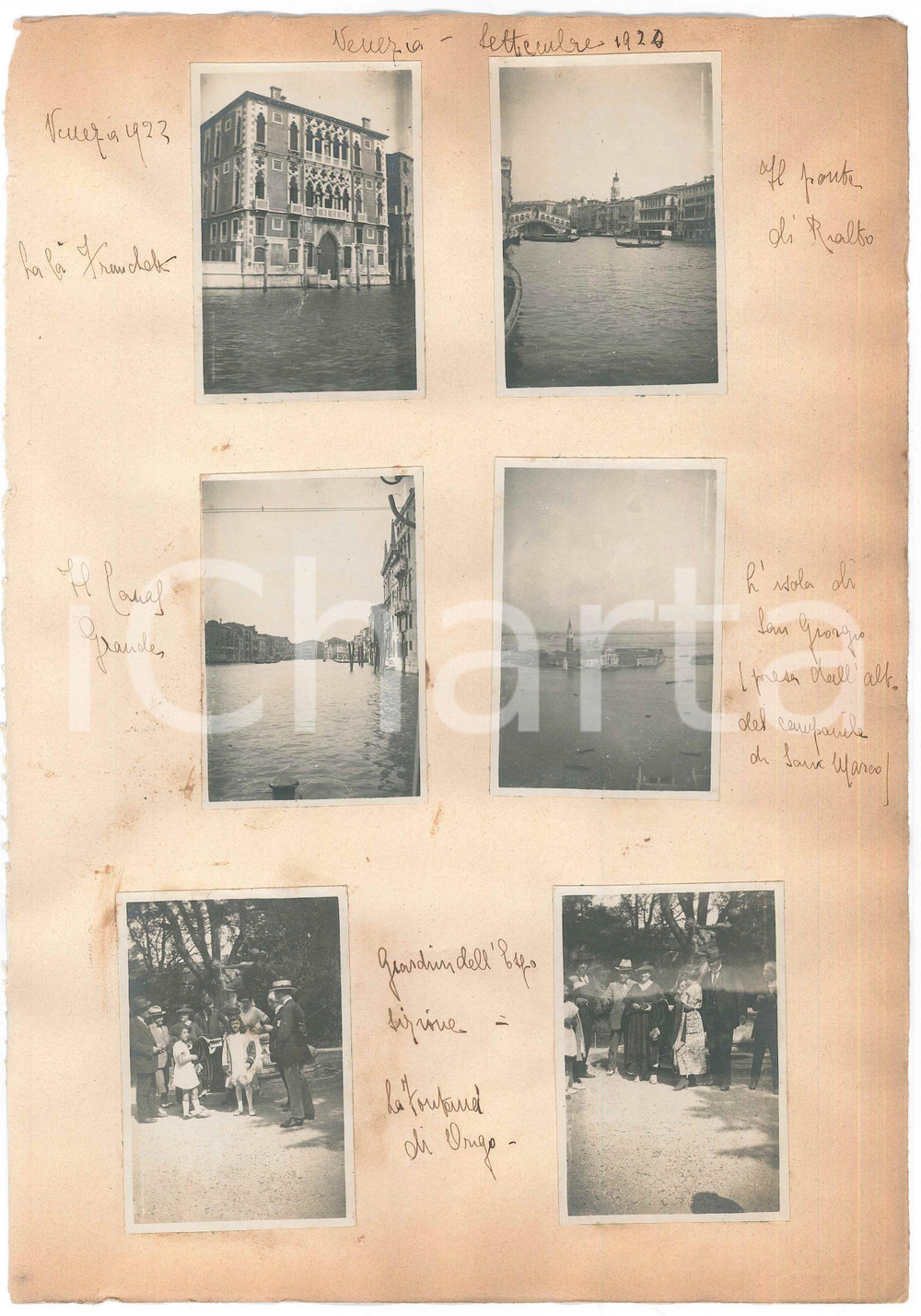 Fotografia d epoca originale 1920 VENEZIA Canal Grande  Rialto  Visita ai Giardini della Biennale 6 foto 1