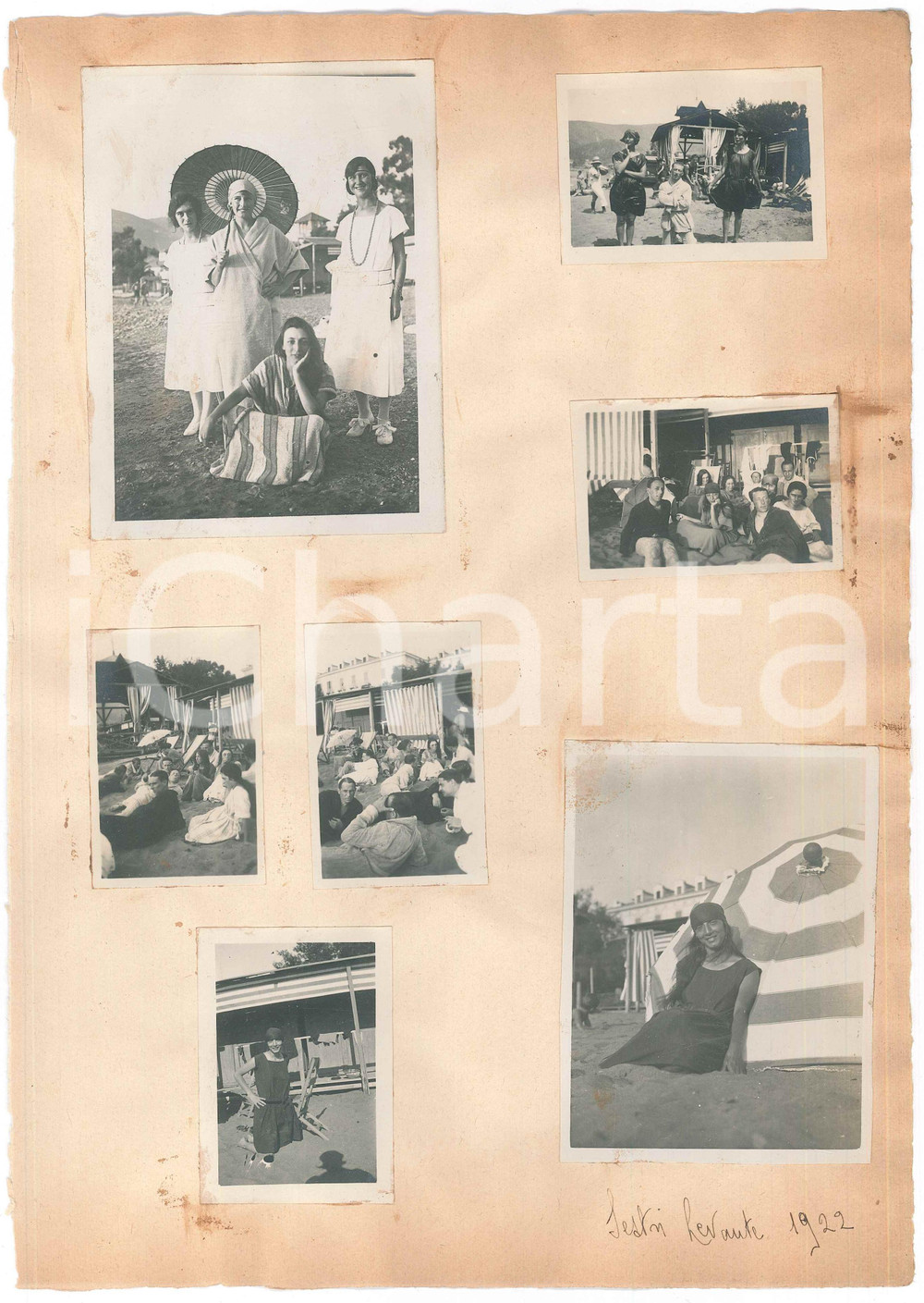 Fotografia d epoca originale 1922 SESTRI LEVANTE Turisti al Grand Hotel Jensch  Spiaggia Lotto 6 foto 1