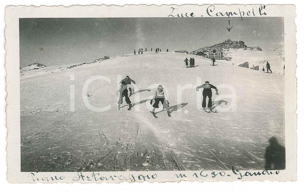 Fotografia d epoca originale 1935 ca PIANI DI ARTAVAGGIO Sciatori e Zuccone Campelli  Foto 11x7 cm 1