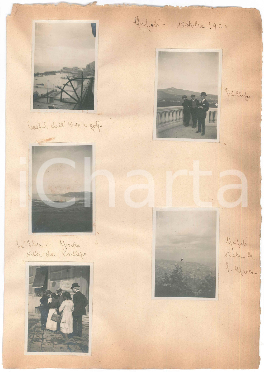 Fotografia d epoca originale 1920 NAPOLI Castel dell Ovo  POSILLIPO  Visitatori Lotto 5 foto 6x8 cm 1