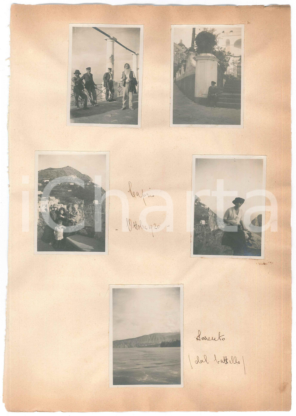 Fotografia d epoca originale 1920 CAPRI  SORRENTO  Visitatori in gita Lotto VINTAGE 5 foto 6x8 cm 1