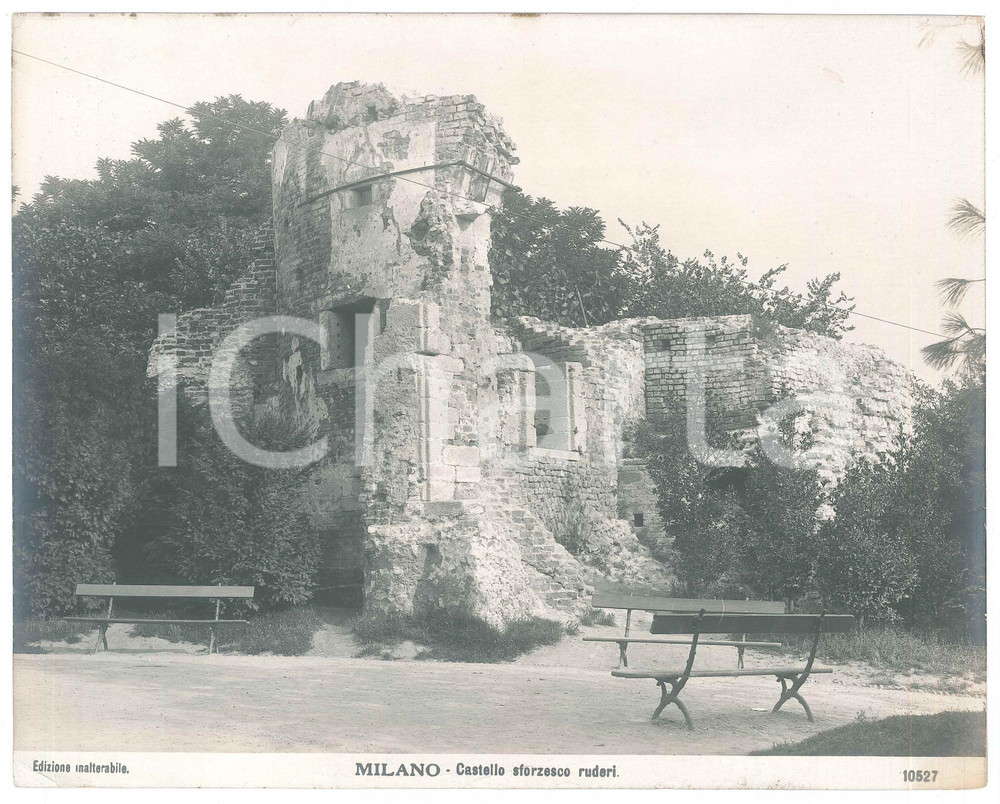 Fotografia d epoca originale 1920 ca MILANO Ruderi del Castello Sforzesco  Foto seriale 10527  24x19 cm 1