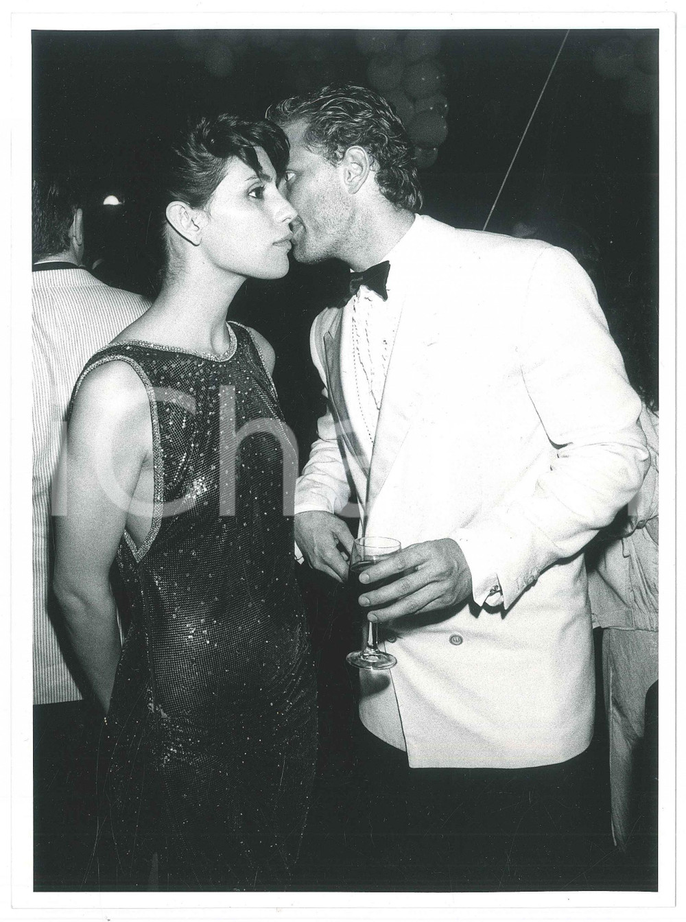 Fotografia d epoca originale 1986 CANNES  FESTIVAL DEL CINEMA Jo CHAMPA Urbano BARBERINI Foto 18x24 cm 5 1