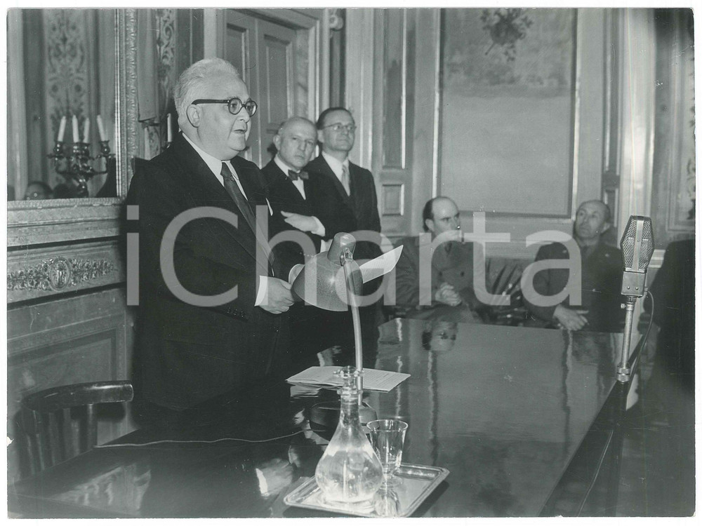 Fotografia d epoca originale 1955 ca MILANO Discorso di Francesco FLORA a un evento Foto 24x18 cm 1