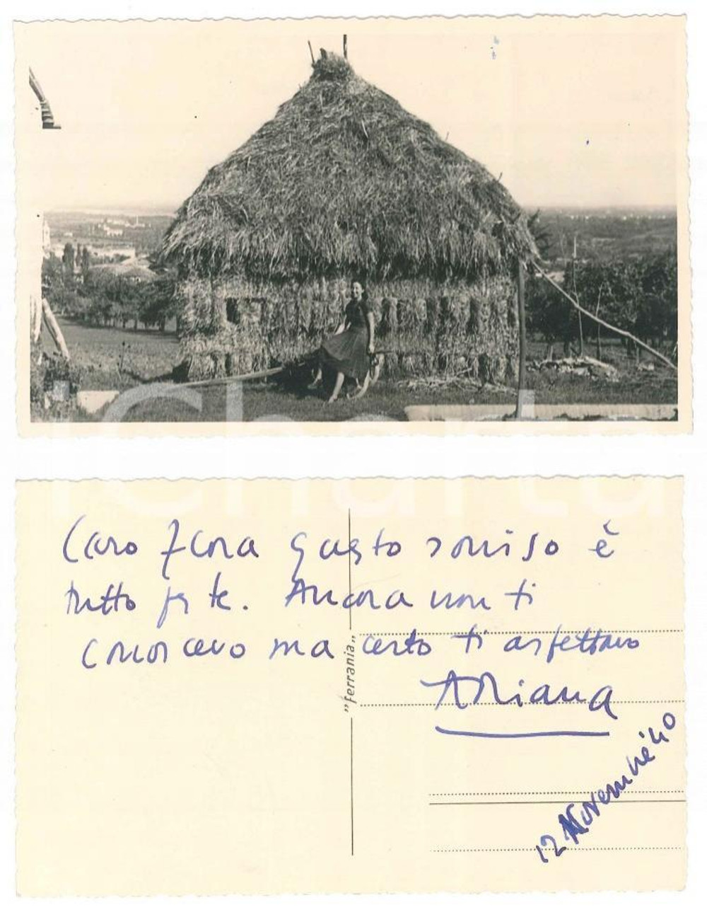 Fotografia d epoca originale 1940 s.l. Adriana GHERARDI traduttrice  Ritratto in campagna Foto AUTOGRAFO 1