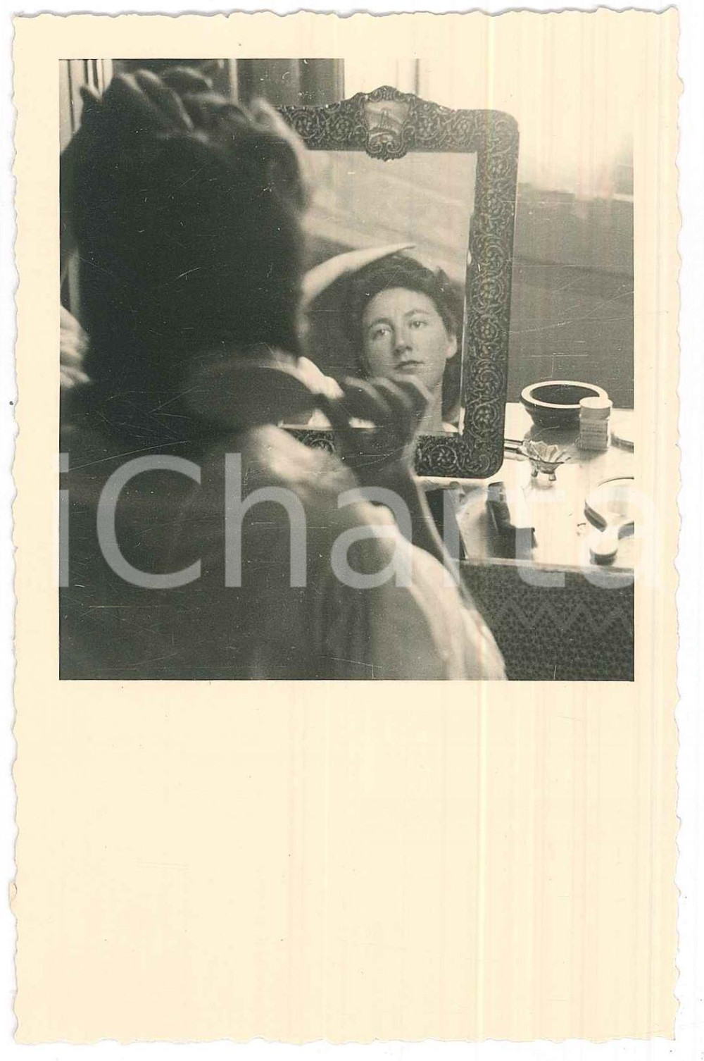 Fotografia d epoca originale 1940 ca MILANO Adriana GHERARDI traduttrice e scrittrice Ritratto alla toeletta 1
