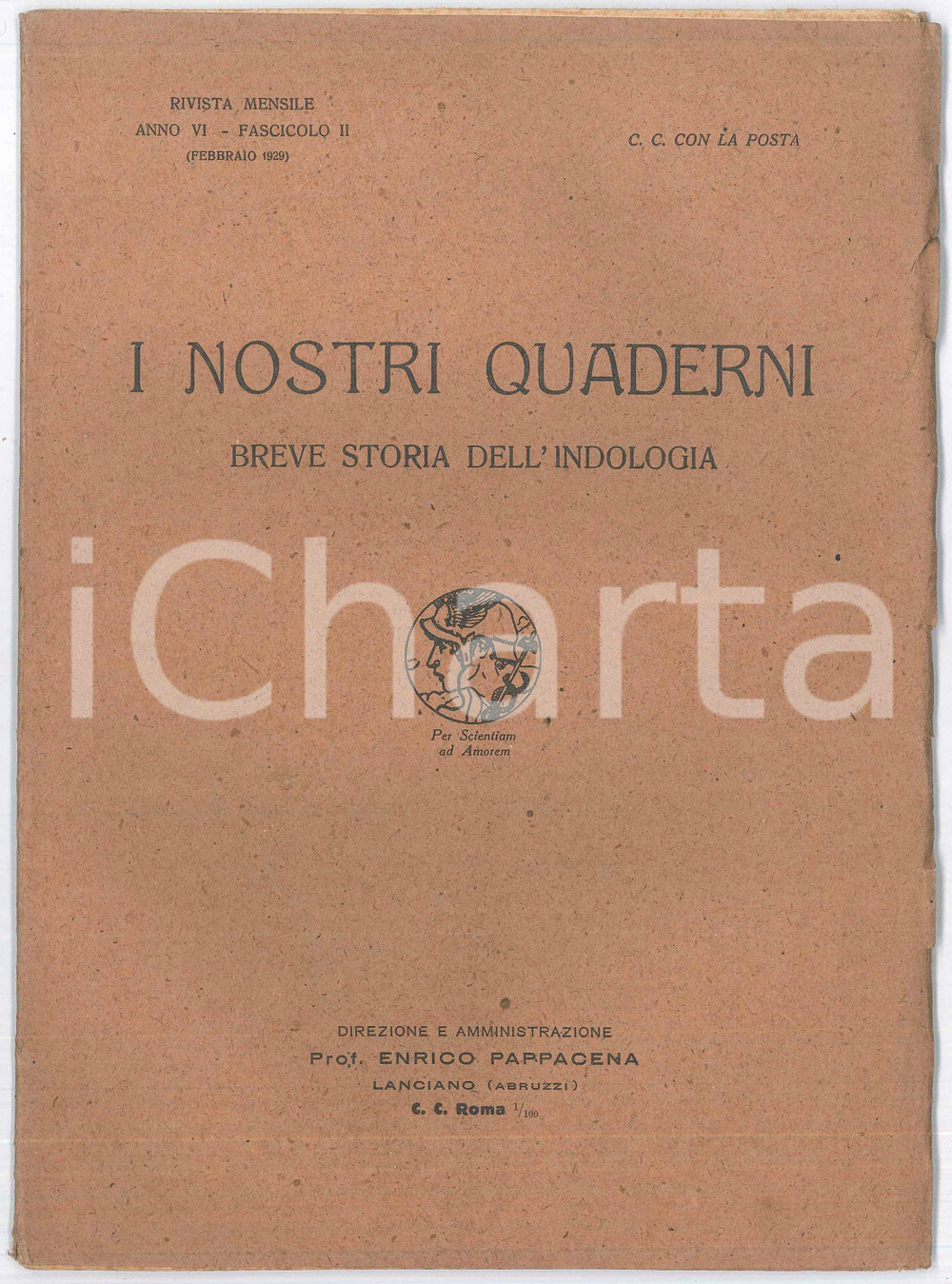 Giornale, rivista storica 1929 I NOSTRI QUADERNI Enrico PAPPACENA Breve storia indologia Rivista fasc. II 1