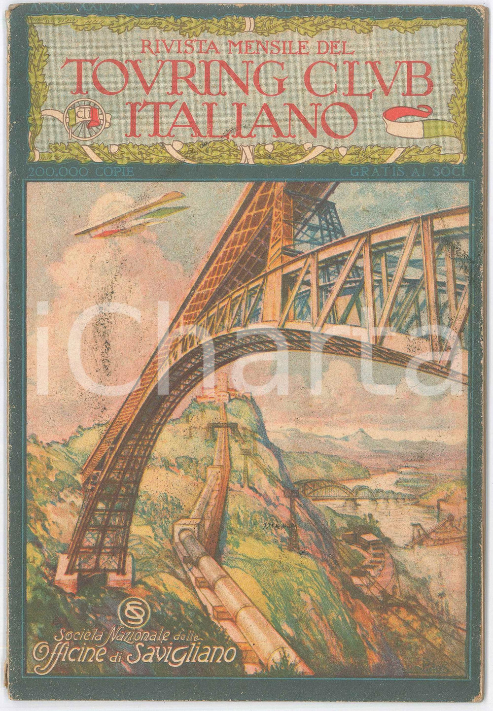 Giornale, rivista storica 1918 TOURING CLUB ITALIANO Ninfa nei Volsci  Strada di Formazza Rivista 910 1