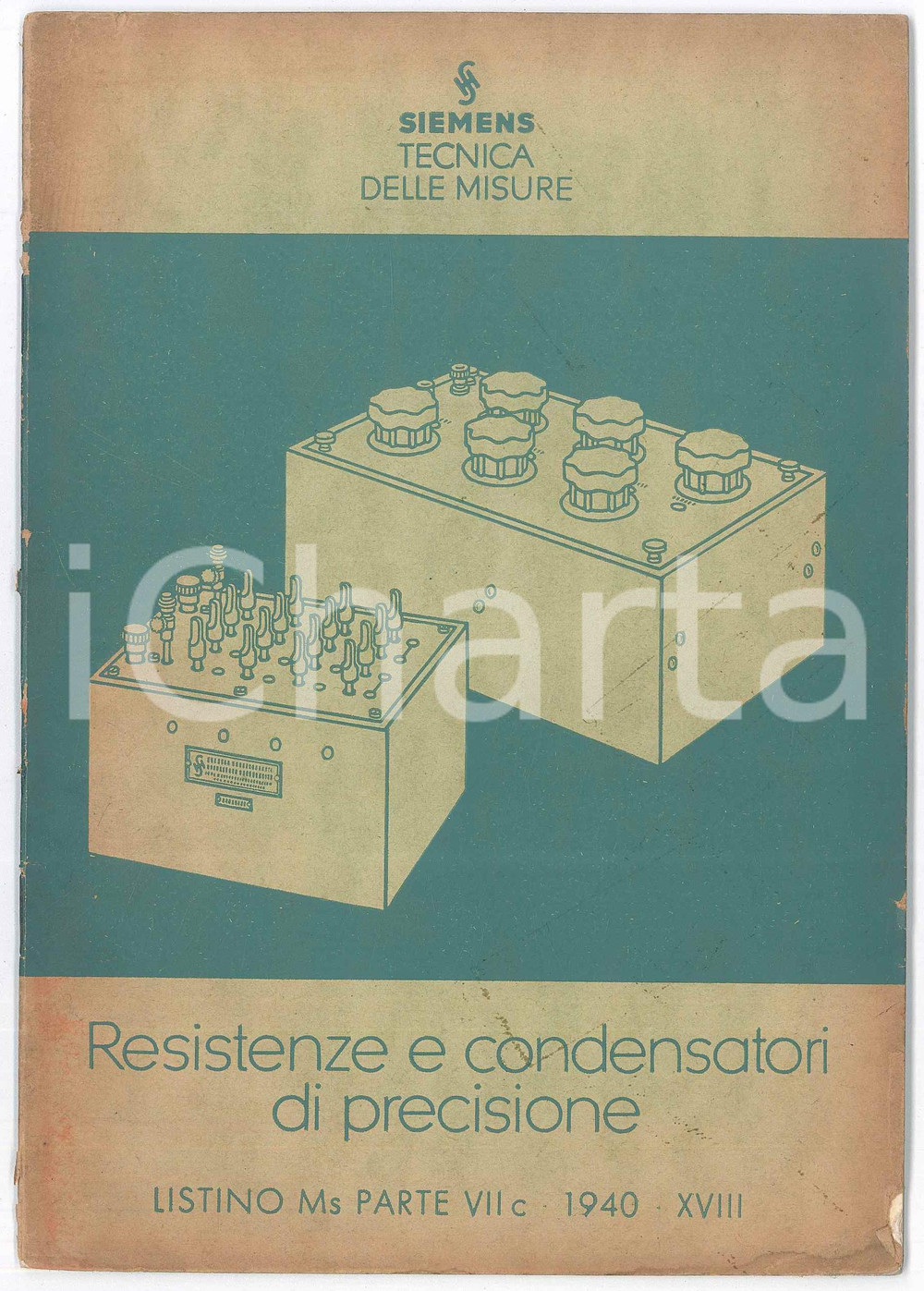 Libro, pubblicazione d epoca 1940 MILANO Ditta SIEMENS  Resistenze e condensatori di precisione Listino 1