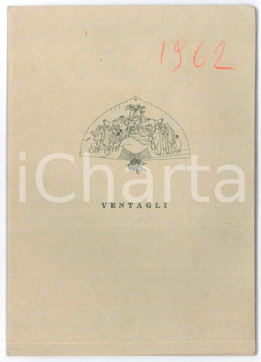 Oggetto da collezione cartaceo 1962 MILANO Casa MAMMA DOMENICA Calendario Ventagli ILLUSTRATO 1