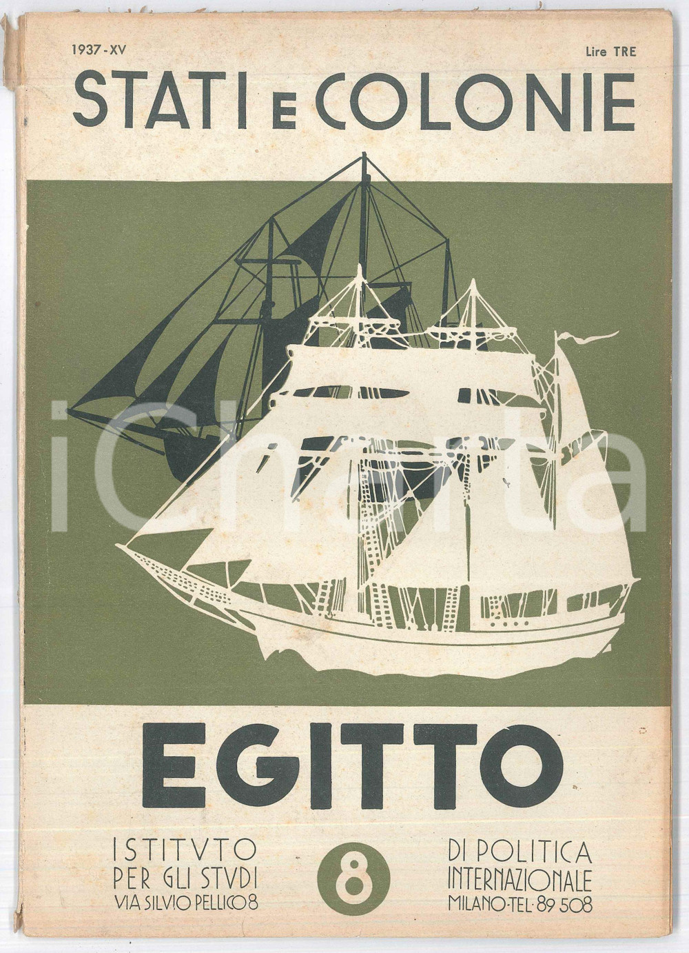 Giornale, rivista storica 1937 STATI E COLONIE  EGITTO  Rivista nÂ° 8  40 pp. 1