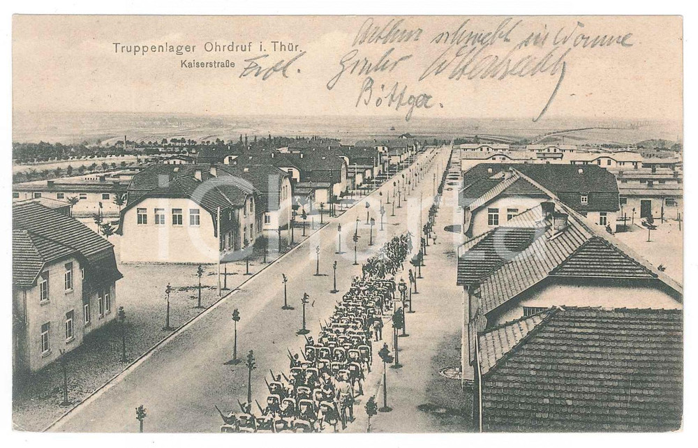 Cartolina originale da collezione 1913 OHRDRUF D Truppenlager  Kaiserstrasse  ANIMATED Postcard 1
