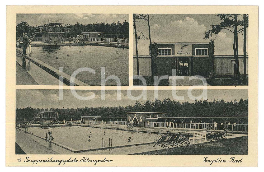 Cartolina originale da collezione 1933 ALTENGRABOW D TruppenÃ¼bungsplatz  EngelienBad  ANIMATED Postcard 1