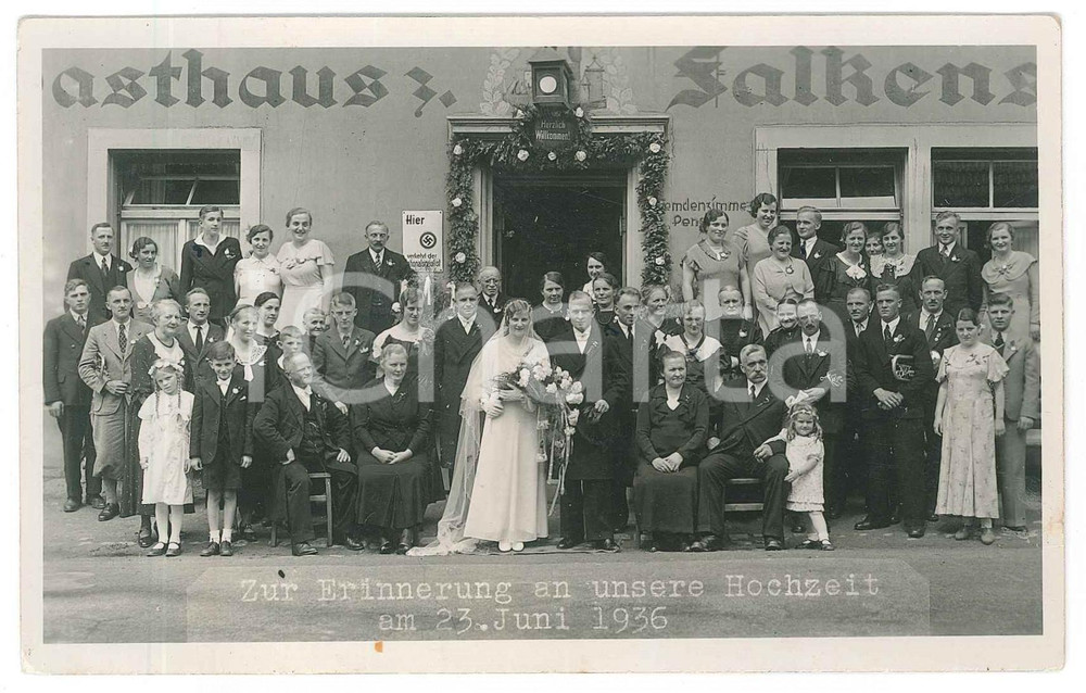 Fotografia d epoca originale 1936 FALKENSTEIG IM HOLLENTAL D Wedding at the Gasthaus Photo 14x9 cm 1