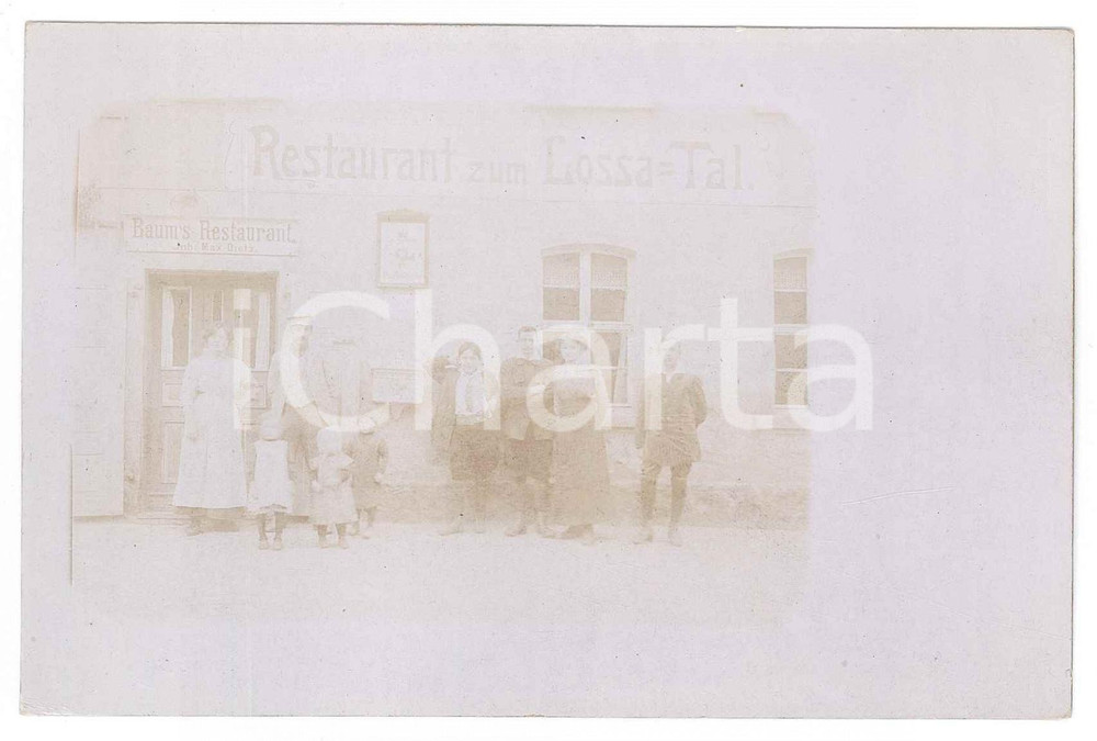 1910 ca HOHBURG / LOSSATAL (GERMANY) Baum's Restaurant - Group photo 14x9 cm