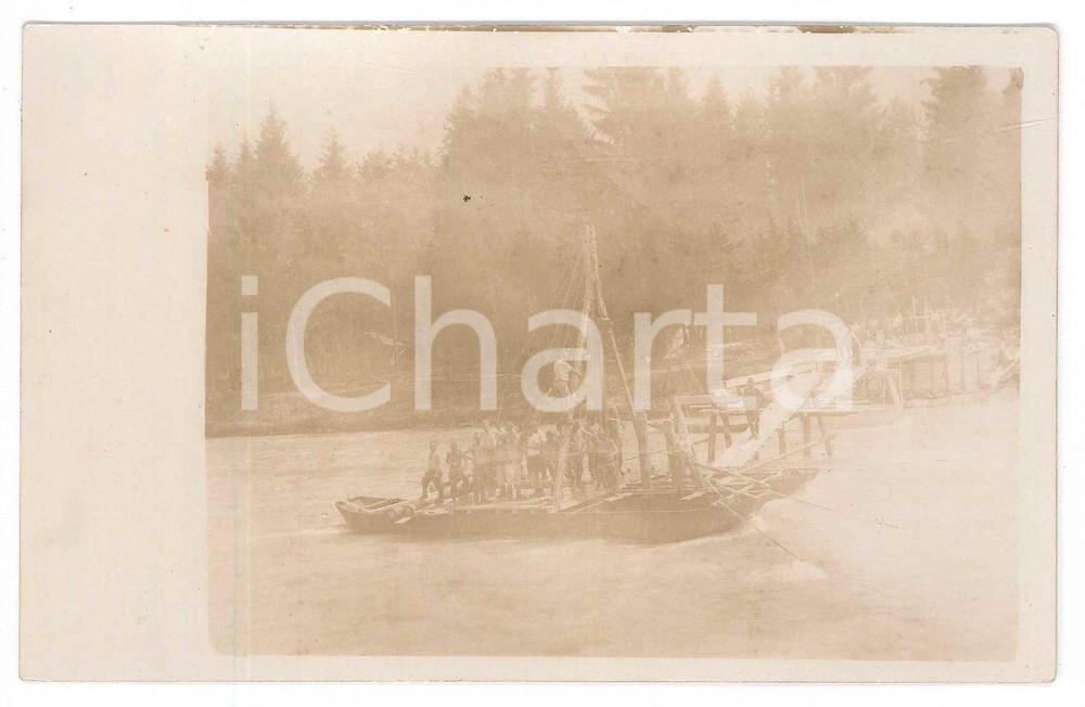 Fotografia d epoca originale 1910 ca GERMANIA  Soldati costruiscono un battello Foto 14x9 cm 1
