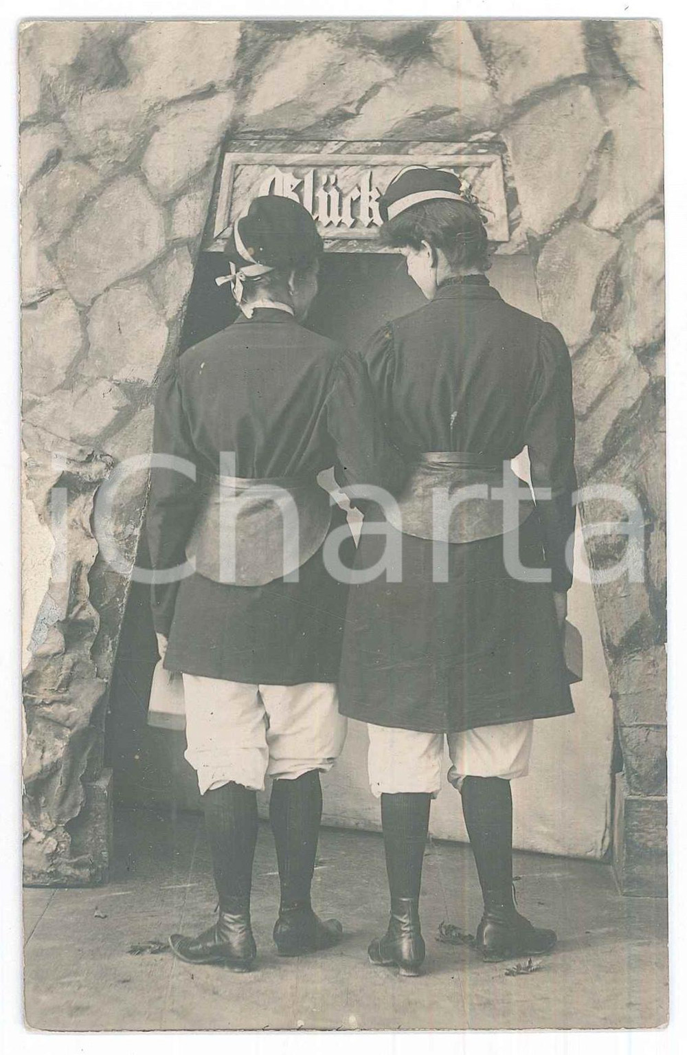 Fotografia d epoca originale 1909 COSTUMI  GERMANIA  BERCHTESGADEN  Due donne abiti tradizionali Foto 1