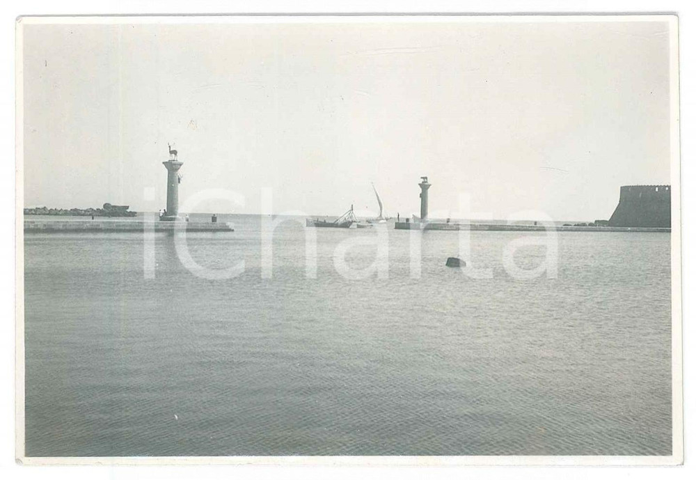 Fotografia d epoca originale 1935 ca RODI ITALIANA Veduta del porto Foto animata 12x8 cm 1