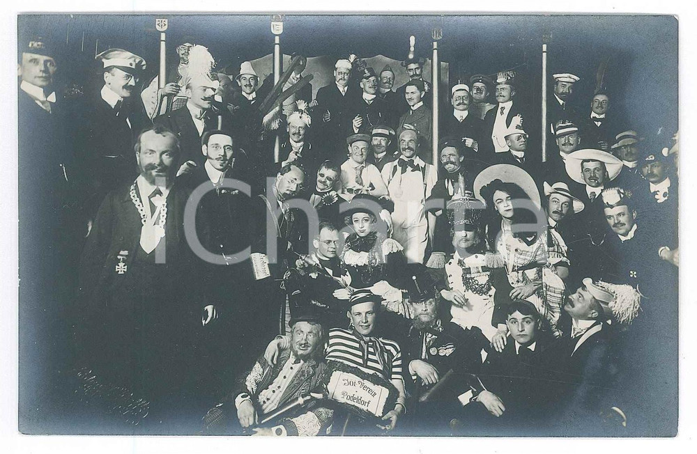 1925 ca PODELDORF (GERMANIA) - CARNEVALE - Gruppo in maschera - Foto 14x9 cm
