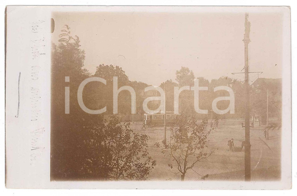 Fotografia d epoca originale 1913 KARLSRUHE D Veduta con passaggio del tram Foto vintage 14x9 cm 1