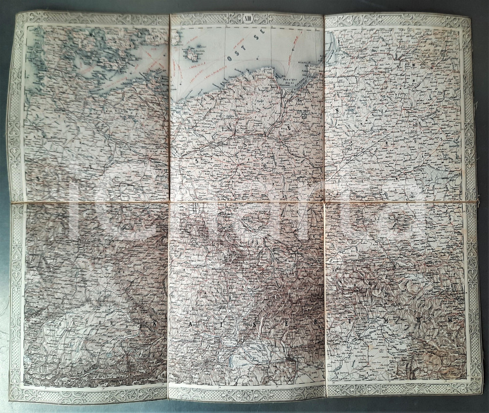 Mappa, planimetria storica 1847 Joseph SCHEDA – Nordöstliches Mitteleuropa, old map 49x40 cm 1