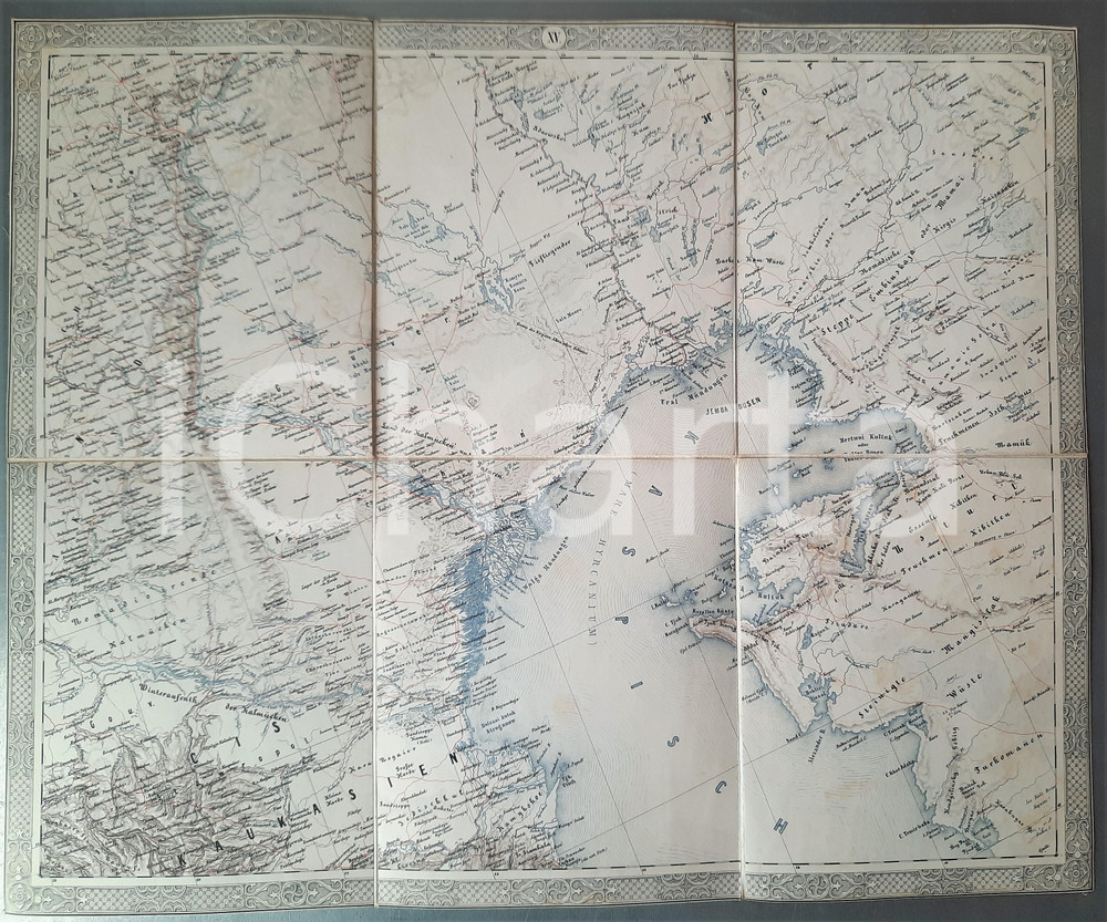 Mappa, planimetria storica 1847 Joseph SCHEDA  Russland: Kaspisches Meer, Kaukasien Old map 49x40 1