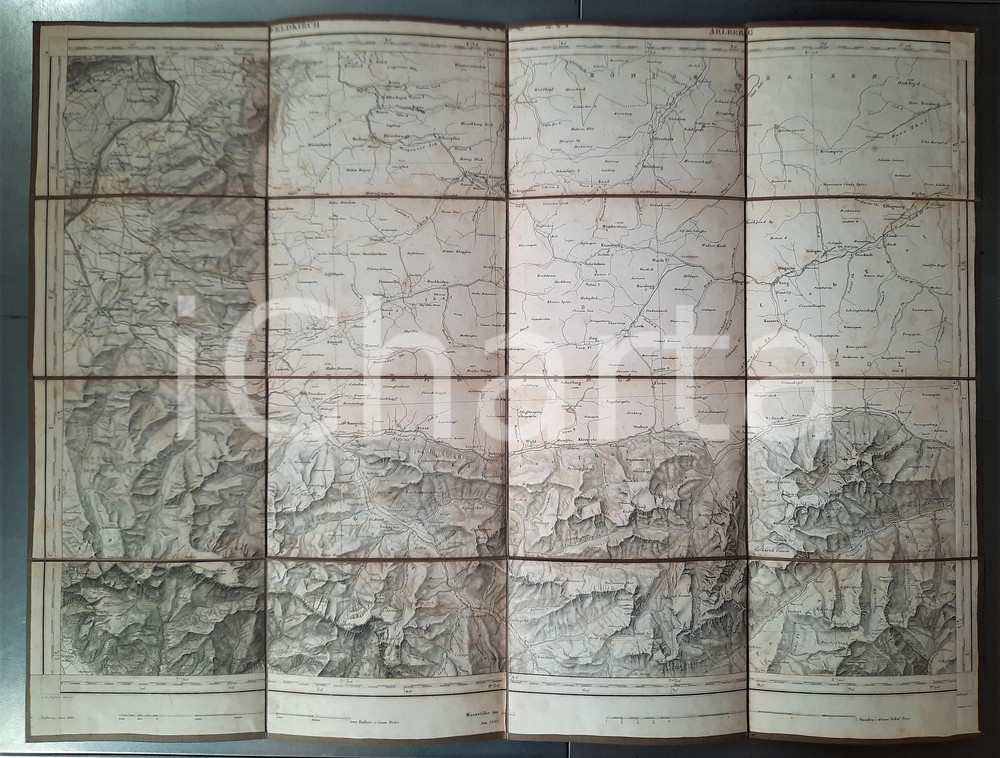 Mappa, planimetria storica 1870 ca SWITZERLAND Atlas  FELDKIRCH  ARLBERG Old map 74x55 cm 1