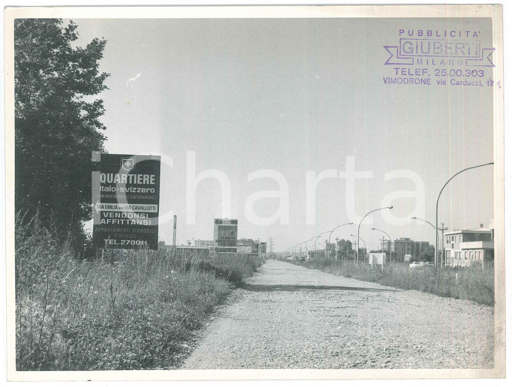 Fotografia d epoca originale 1968 AREA DI SESTO SAN GIOVANNI Cartello del quartiere italosvizzero  Foto 1