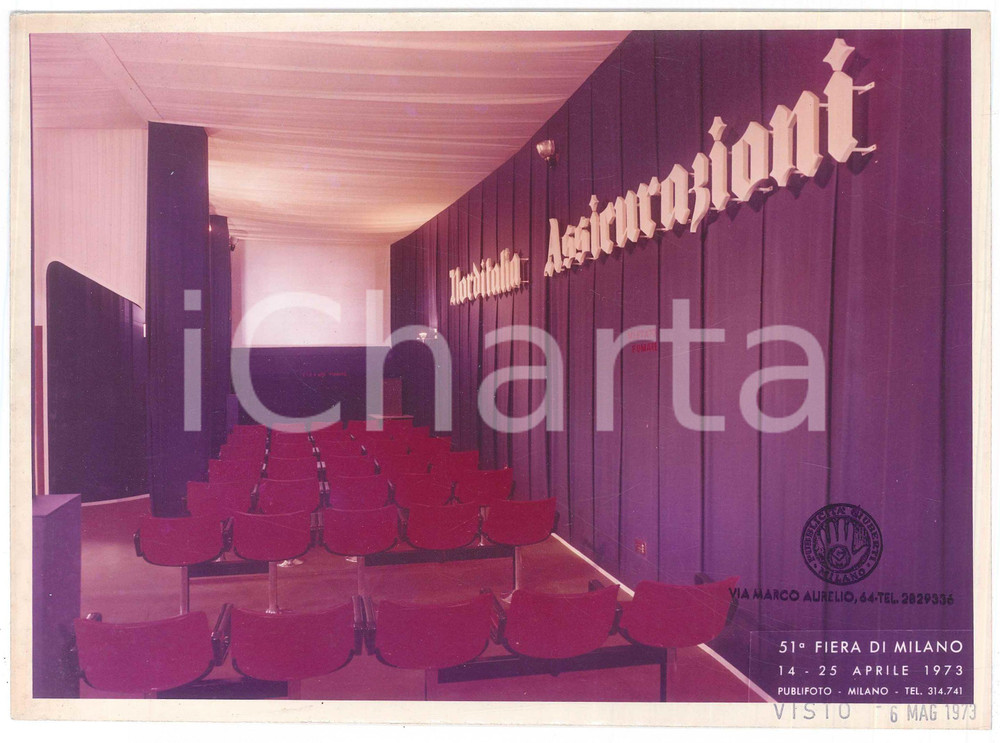 Fotografia d epoca originale 1973  51 FIERA DI MILANO Stand NORDITALIA ASSICURAZIONI Foto 24x18 cm 1