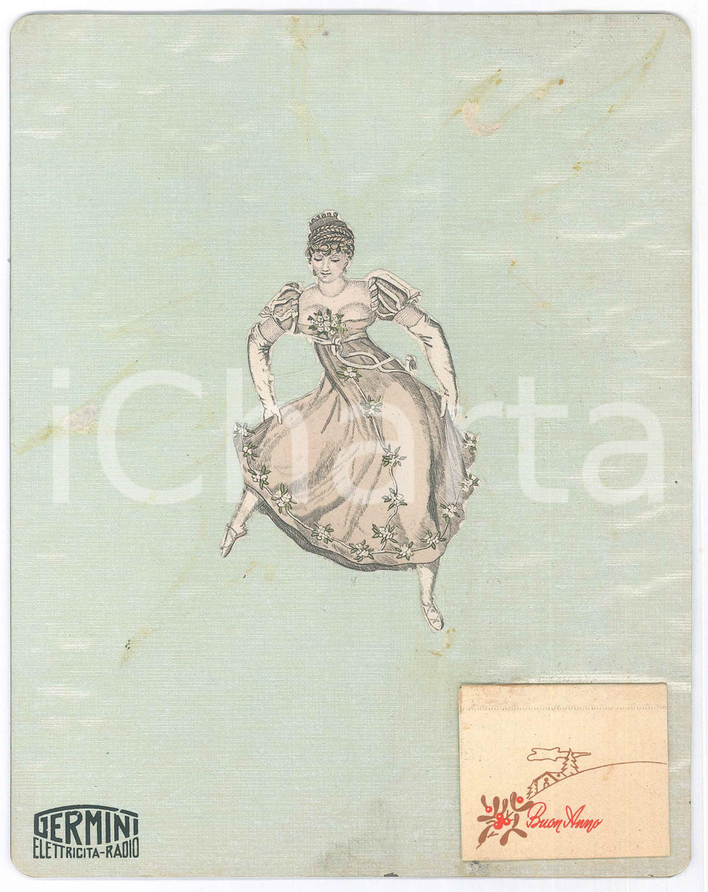 Oggetto da collezione cartaceo 1961 RADIO GERMINI Calendario con supporto in cartone ILLUSTRATO 18x22 cm 1