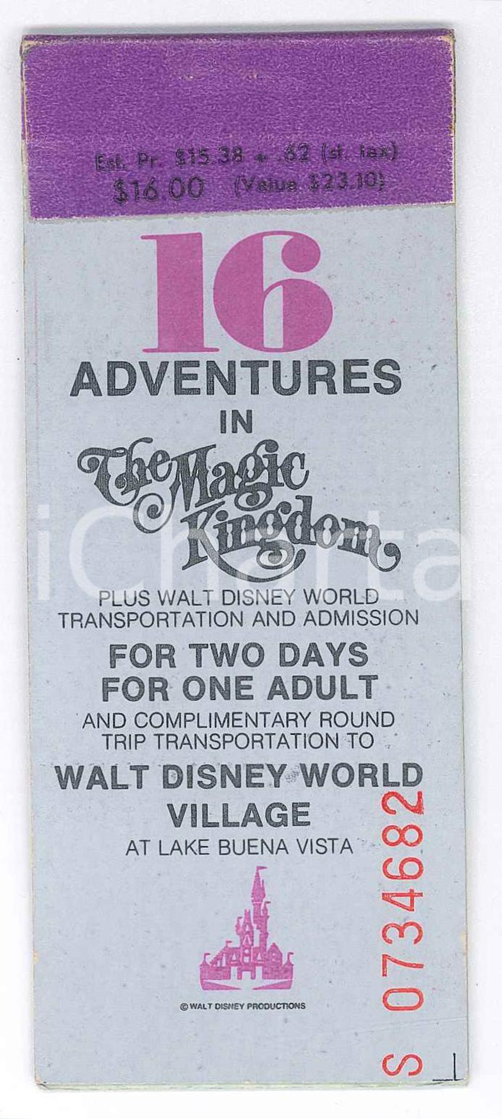 Oggetto da collezione cartaceo 1975 ca WALT DISNEY WORLD  16 adventures in THE MAGIC KINGDOM Book of tickets 1