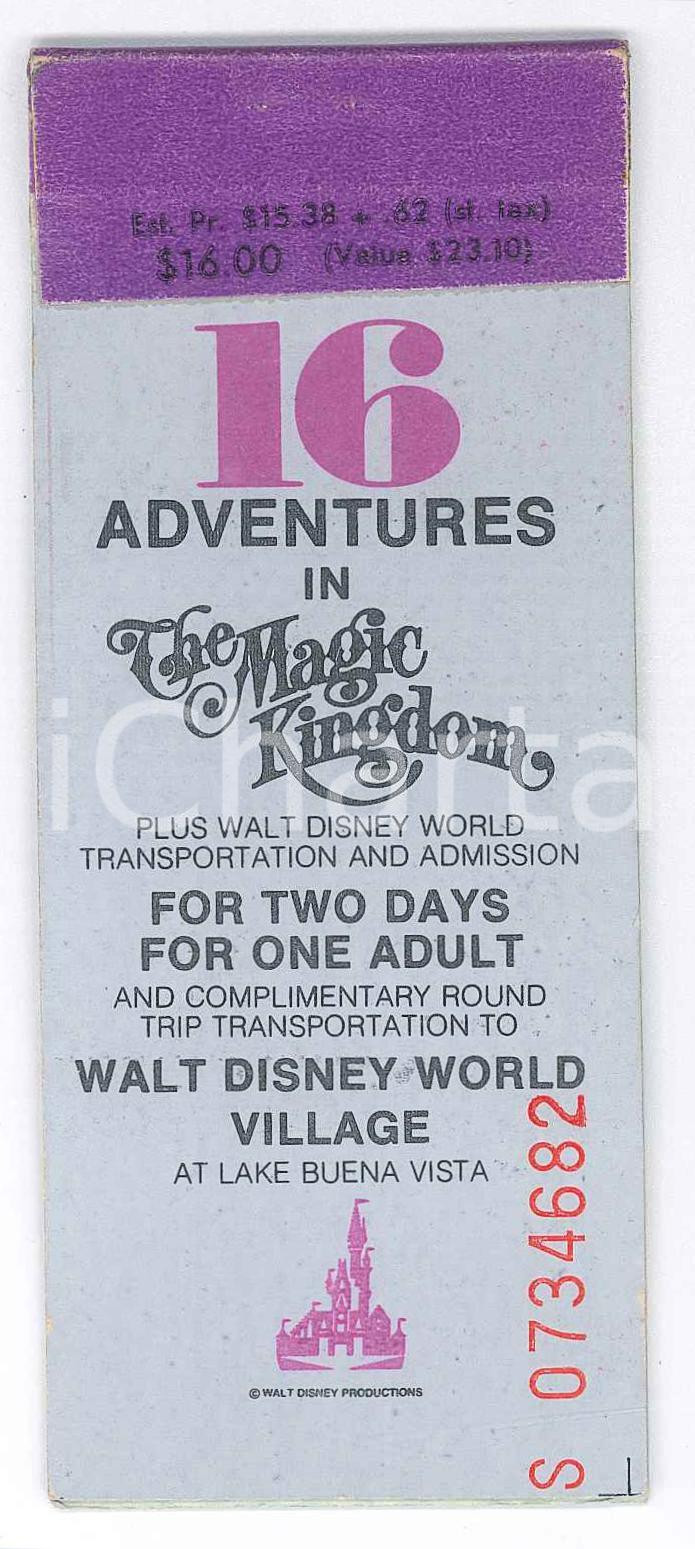 Oggetto da collezione cartaceo 1975 ca WALT DISNEY WORLD  16 adventures in THE MAGIC KINGDOM Book of tickets 1