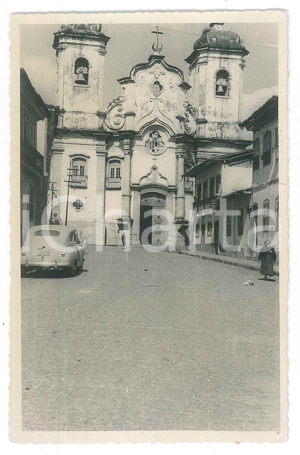 Fotografia d epoca originale 1950 ca OURO PRETO BRAZIL Chiesa Nostra Signora del Pilar Foto ANIMATA 9x13 1